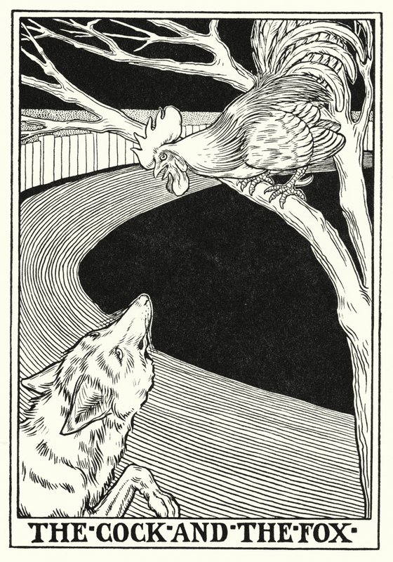 Fables of La Fontaine: The cock and the fox by Percy James Billinghurst