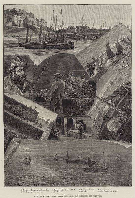 Our Fishing Industries, Drift-Net Fishing for Pilchards off Cornwall by Percy Robert Craft