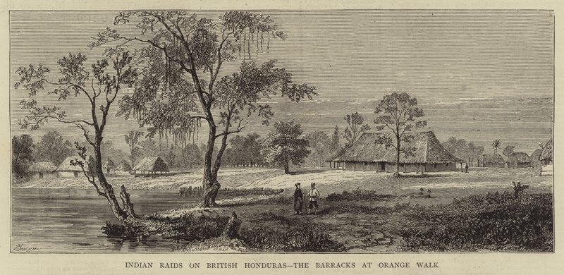 Indian raids on British Honduras, the Barracks at Orange Walk by Percy William Justyne