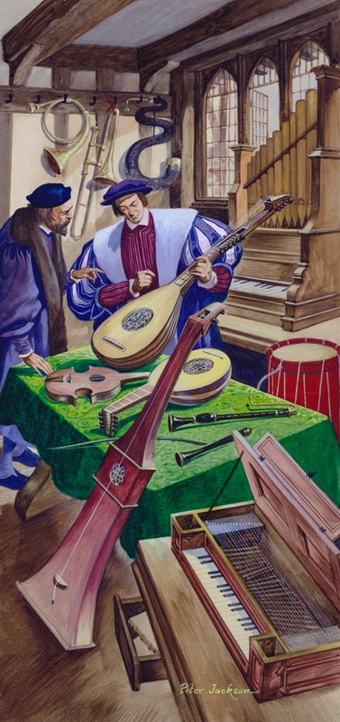 A Maker of Musical Instruments in His Shop in Tudor Times by Peter Jackson