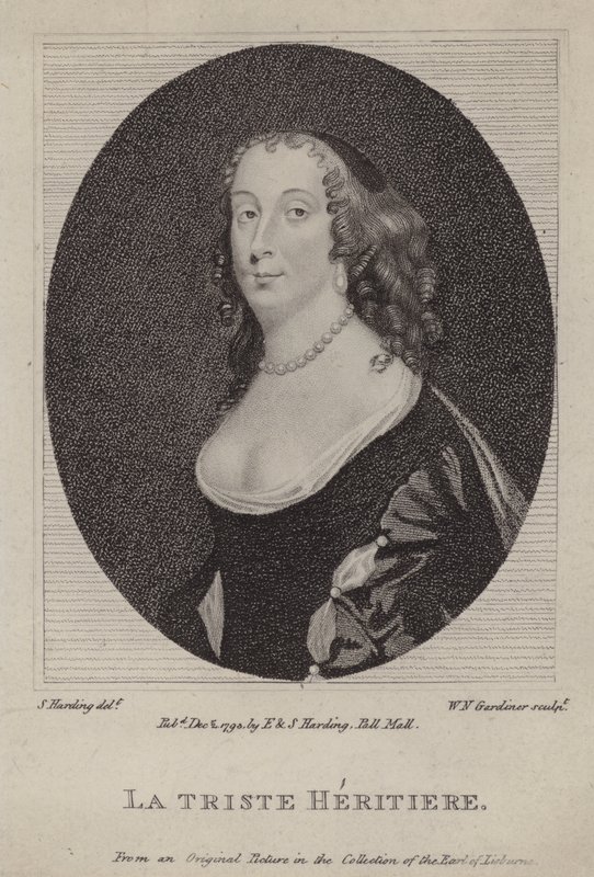 The Sad Heiress, Anne St John, Countess of Rochester (engraving) by Peter (after) Lely