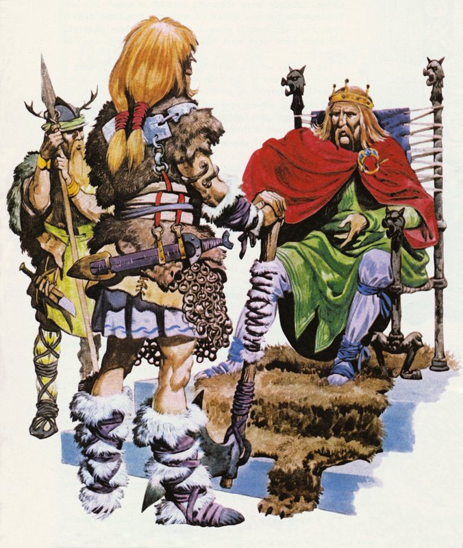 A British chief asking the Saxon raiders to come and fight for him by Peter Jackson