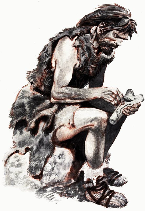 Caveman Whittling a Bone by Peter Jackson