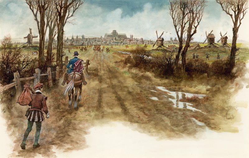 Dick Whittington arriving in London by Peter Jackson