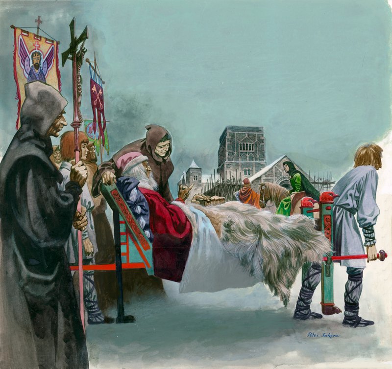 King Edward, Later Saint Edward the Confessor, Watches the Building of Westminster from a Litter Where He Lies Ill by Peter Jackson