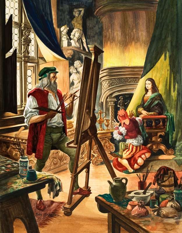 Leonardo da Vinci painting the portrait of the Mona Lisa by Peter Jackson