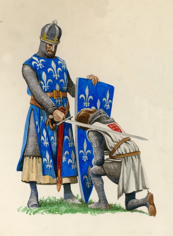 Prince Richard, the future Richard the Lionheart, being knighted by King Louis of France by Peter Jackson