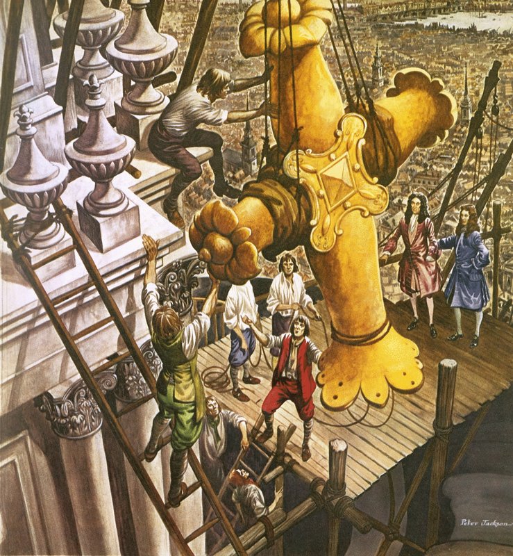 The Golden Cross Being Placed on the Top of St Paul