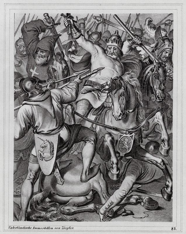Death of John the Blind, King of Bohemia, at the Battle of Crecy by Peter Johann Nepomuk Geiger