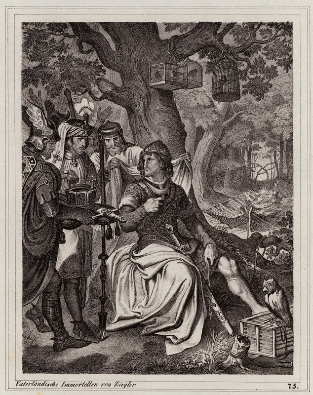 Henry the Fowler receiving news that he is King of East Francia, 919 by Peter Johann Nepomuk Geiger