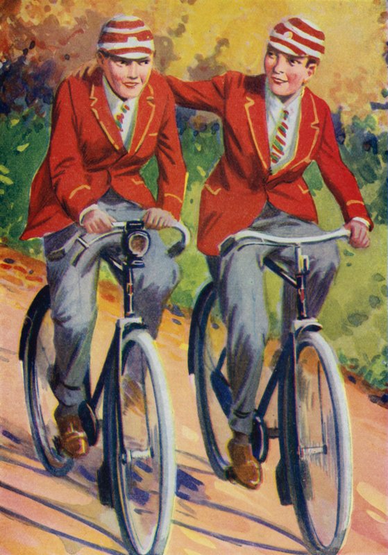 Boys in school uniform, bicycling by Philibert Louis Debucourt