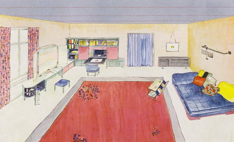 1930s interiors: Dressing- and living-room for lady by Philip Alexius de (after) Laszlo