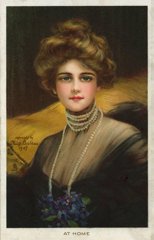 Elegant Edwardian Woman in a Black Gown by Philip Boileau