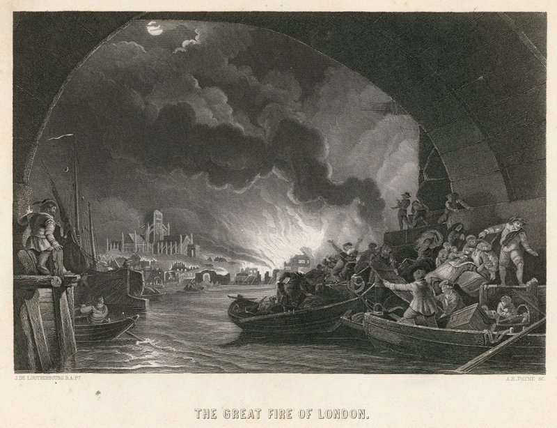 The Great Fire of London by Philippe Jacques de Loutherbourg
