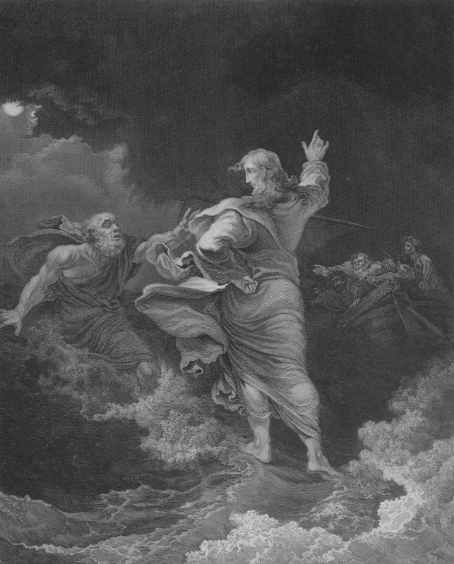 Christ walking on the Sea, St Matthew 14, Verse 22-34 by Philippe de (after) Loutherbourg