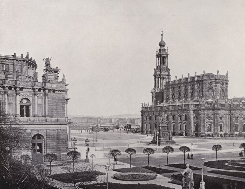 View from Zwinger Wall to Theaterplatz by Photographer German