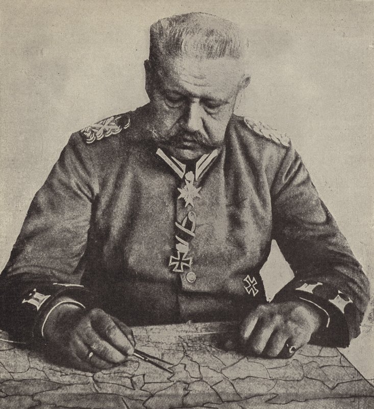 Field Marshal von Hindenburg studying a map by Photographer German