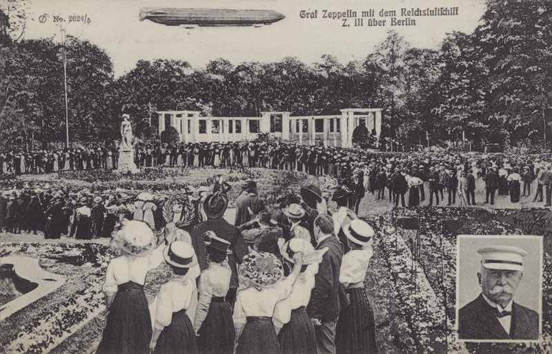 Graf Ferdinand von Zeppelin, and His Airship LZ III over Berlin by Photographer German