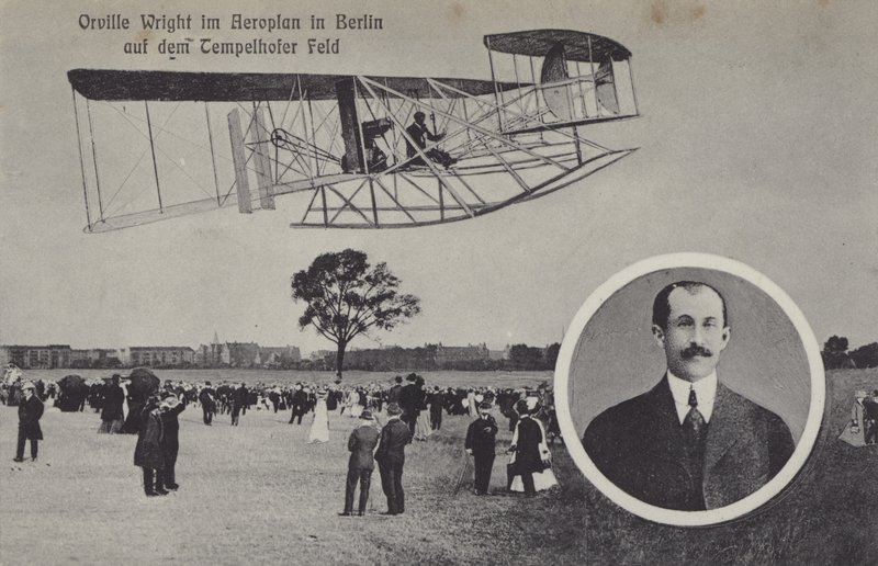Orville Wright Flying His Aeroplane Over Tempelhof Airfield, Berlin by Photographer German