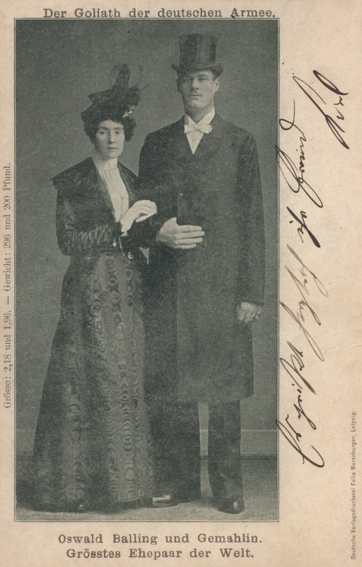 Oswald Balling and his wife, the tallest married couple in the world by Photographer German