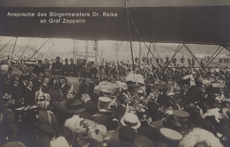 Speech by Mayor Dr Reike to German airship constructor Graf Ferdinand von Zeppelin by Photographer German
