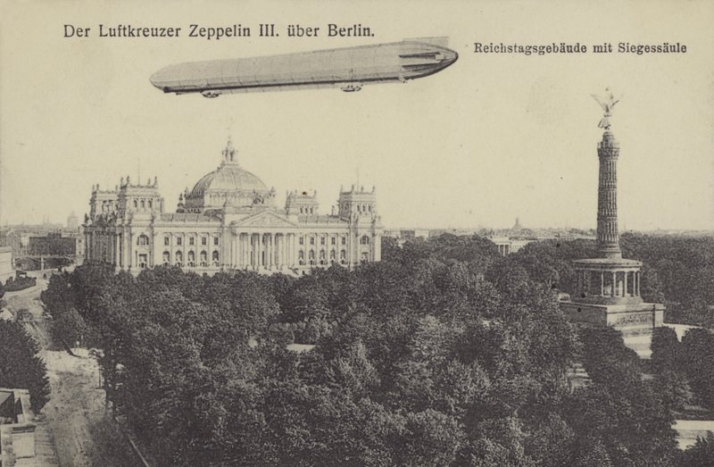 Zeppelin LZ III flying over Berlin by Photographer German