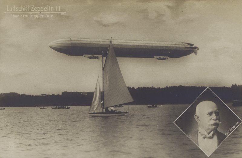 Zeppelin LZ III flying over Lake Tegel, Berlin by Photographer German