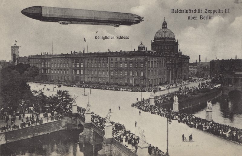 Zeppelin LZ III flying over the City Palace, Berlin by Photographer German