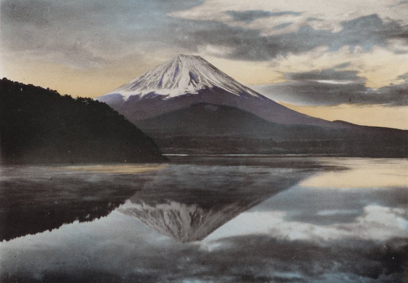 Japan, c.1912: Mount Fuji from Lake Shoji by Photographer Japanese