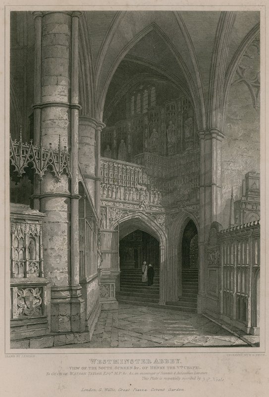 View of the south screen of the Henry the Fifth Chapel, Westminster Abbey by Pieter Jansz. Quast
