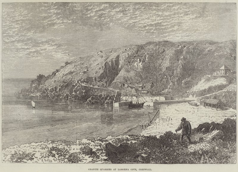 Granite Quarries at Lamorna Cove, Cornwall by R. Dudley