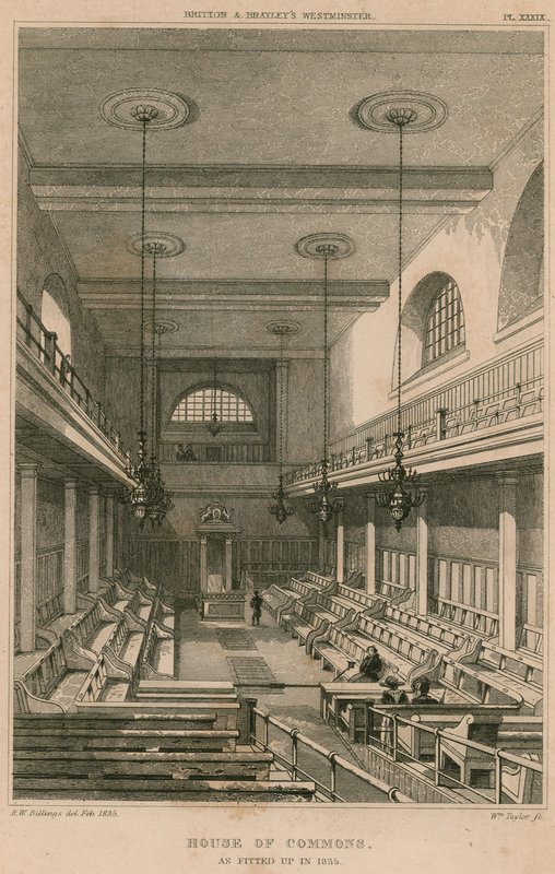 House of Commons, Westminster, London, as fitted up in 1835 by R. W. Billings
