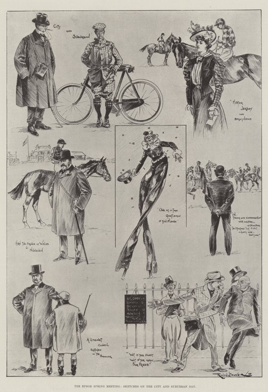 The Epsom Spring Meeting, Sketches on the City and Suburban Day by Ralph Cleaver