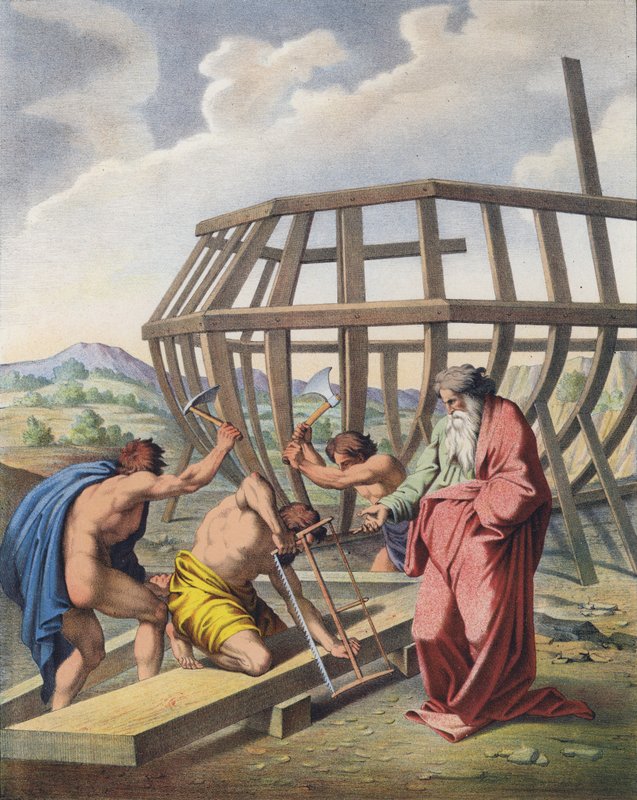 Noah supervising the building of the Ark by Raffaello Sanzio Raphael