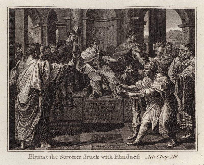 Raphael Cartoon: Elymas the Sorcerer Struck with Blindness, Acts, Chap XIII by after Raphael