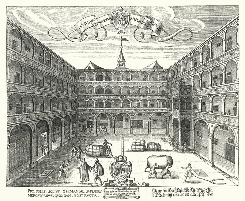 The Fondaco dei Tedeschi, Headquarters of German Merchants in Venice by Raphael Custos