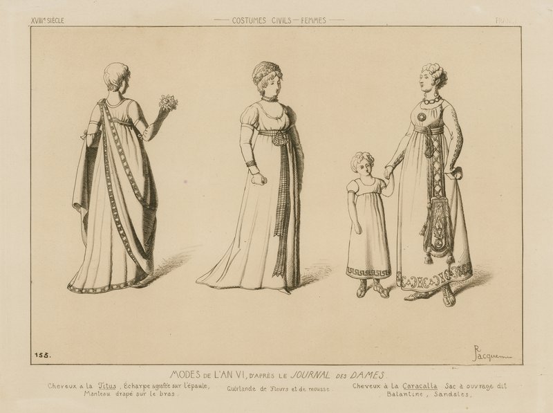 Fashions of the 6th year, after Le Journal des Dames by Raphael Jacquemin