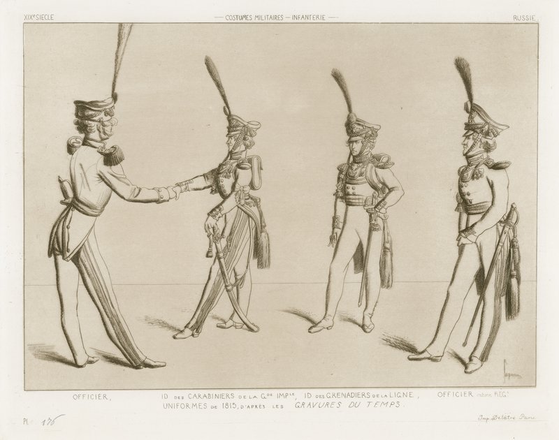 Military costumes from the nineteenth century - Russian infantry by Raphael Jacquemin