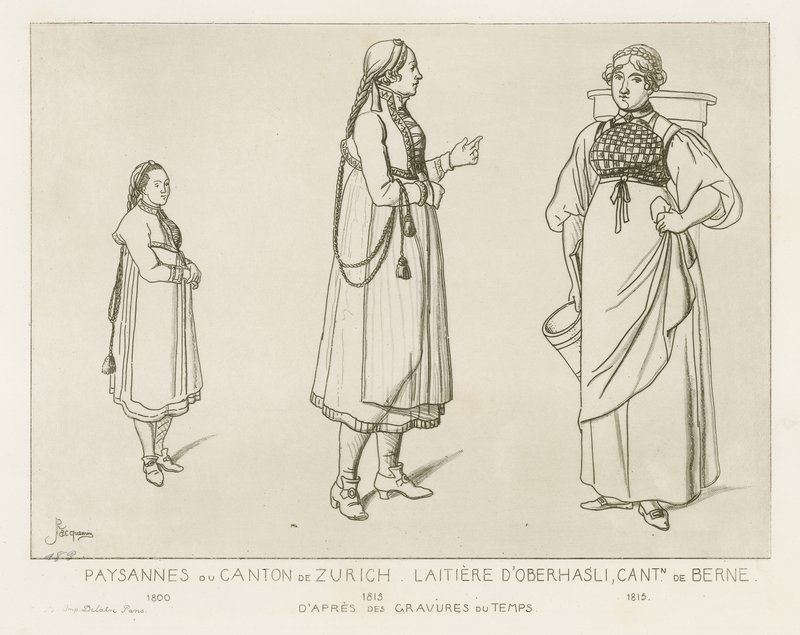 Peasants from the Canton of Zurich and Dairywoman from Oberhasli in the Canton of Berne by Raphael Jacquemin