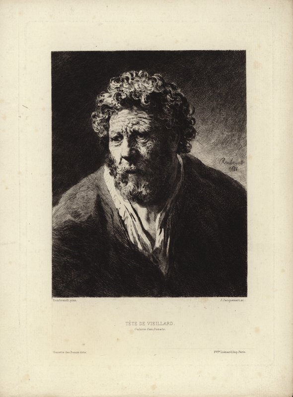 Tete de Viellard by Rembrandt Harmenszoon van Rijn. Engraved by Jules Jacquemart by Rembrandt van Rijn