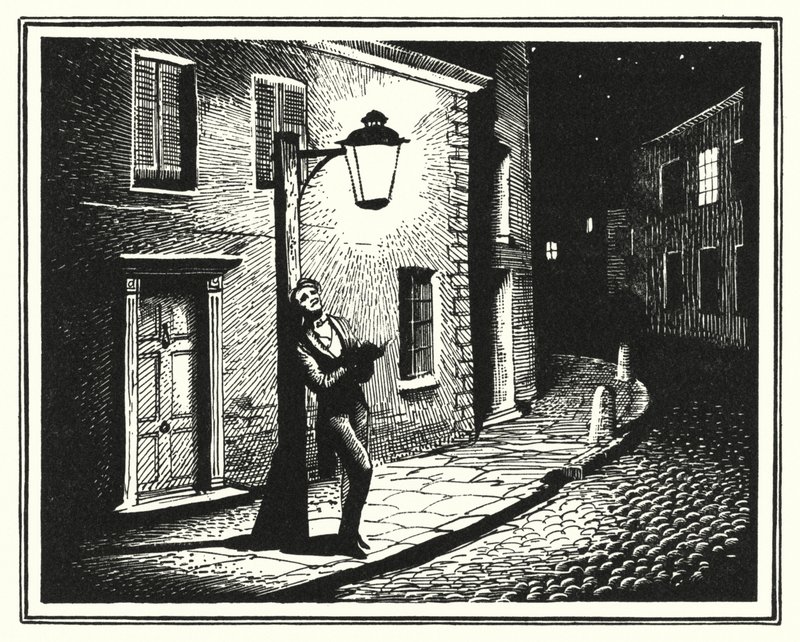 Hans Christian Andersen: The Old Street Lamp by Rex (after) Whistler