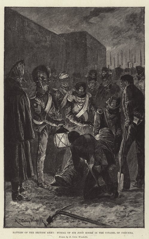 Battles of the British Army, Burial of Sir John Moore in the Citadel of Corunna by Richard Caton Woodville junior