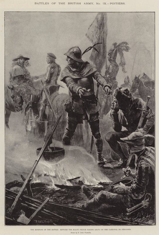 Battles of the British Army, Poitiers, the Morning of the Battle, Edward the Black Prince Taking Leave of the Cardinal de Perigord by Richard Caton Woodville junior
