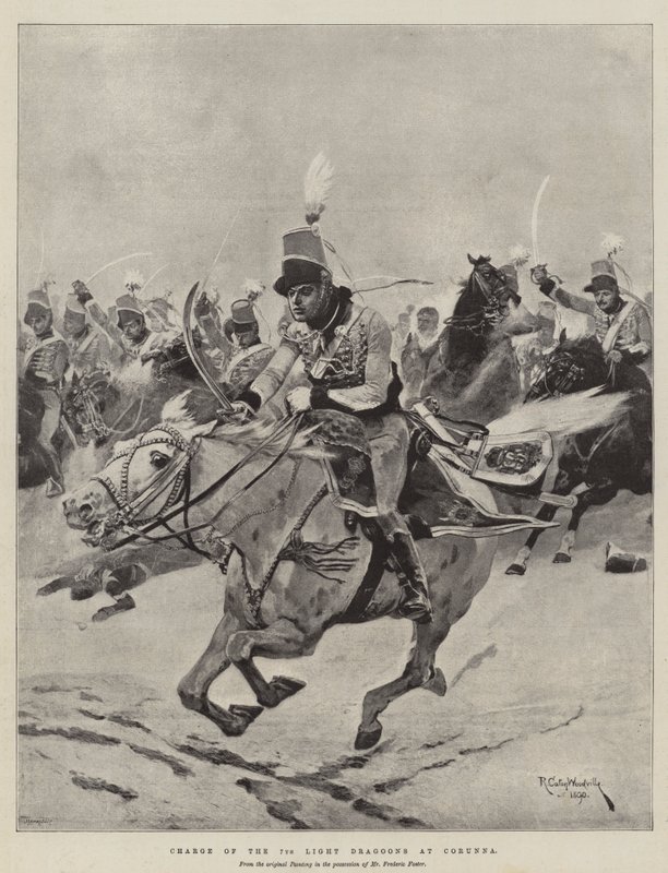 Charge of the 7th Light Dragoons at Corunna by Richard Caton Woodville junior