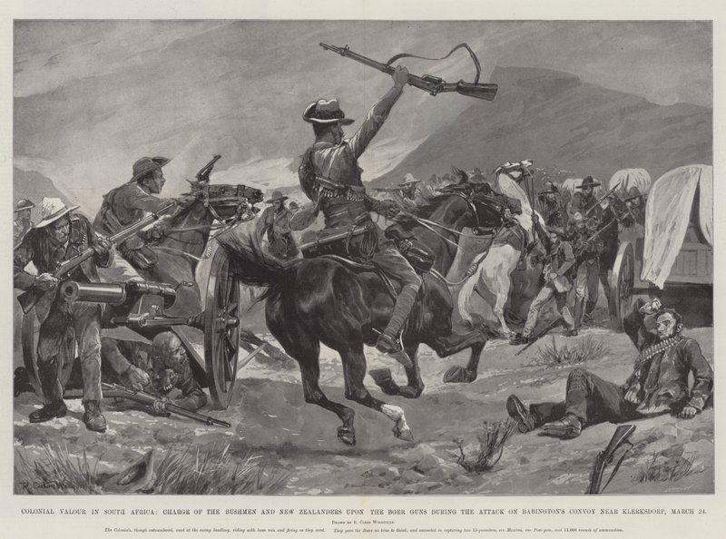 Colonial Valour in South Africa, Charge of the Bushmen and New Zealanders upon the Boer Guns during the Attack on Babington