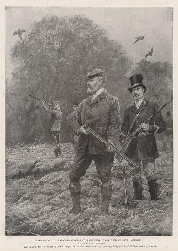 King Edward VII Pheasant-Shooting at Cranbourne Tower, near Windsor, 12 November by Richard Caton Woodville junior