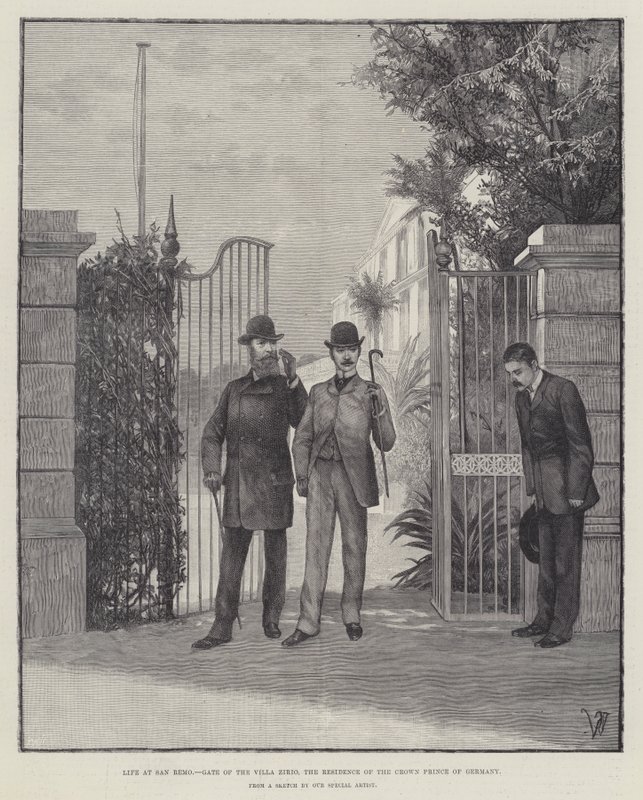 Life at San Remo, Gate of the Villa Zirio, the Residence of the Crown Prince of Germany by Richard Caton Woodville junior