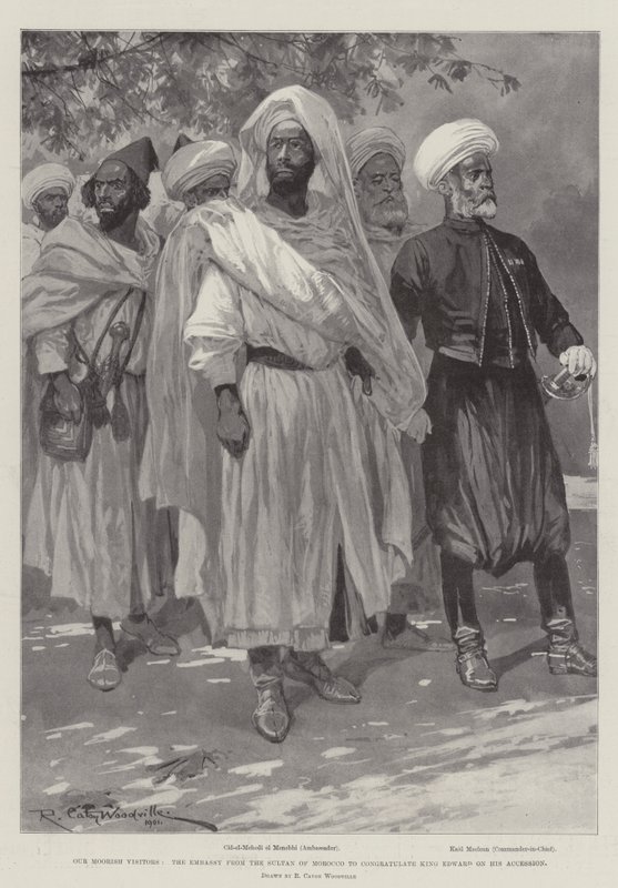 Our Moorish Visitors, the Embassy from the Sultan of Morocco to congratulate King Edward on his Accession by Richard Caton Woodville junior