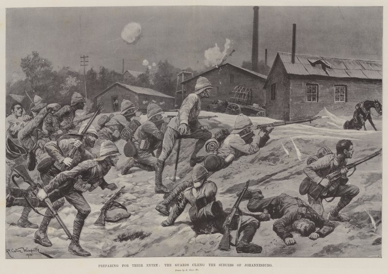 Preparing for Their Entry, the Guards Clearing the Suburbs of Johannesburg by Richard Caton Woodville junior
