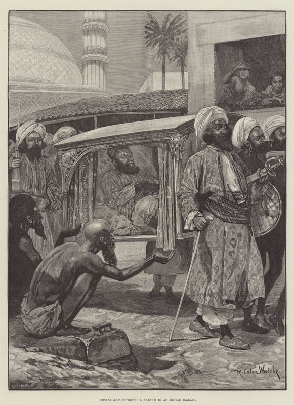 Riches and Poverty, a Sketch in an Indian Bazaar by Richard Caton Woodville junior